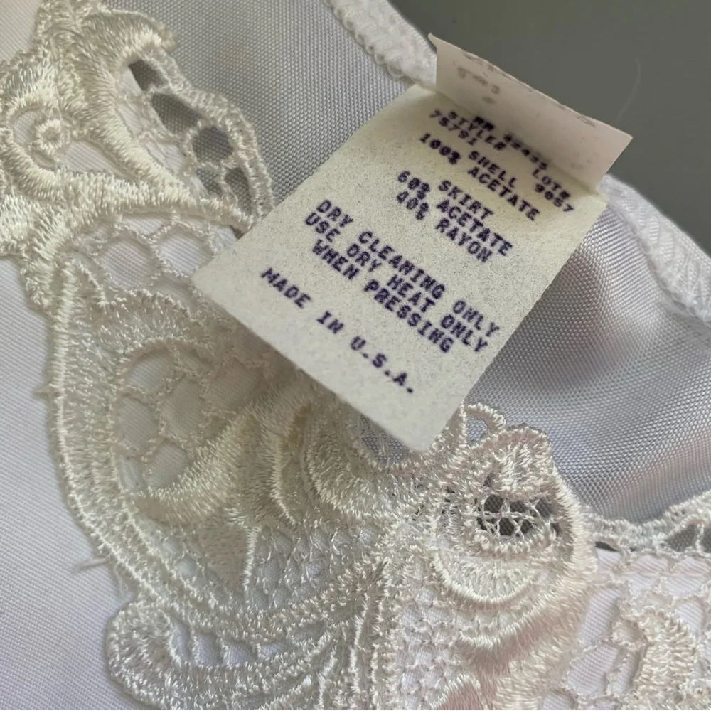 Vintage Crochet Lace Pleated Drop Waist Vintage Slip Dress White 12 USA 1940’s - Picture 5 of 7